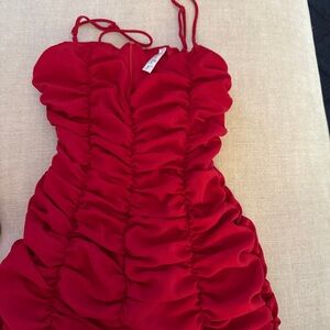 Lucy in the Sky Vibrant Red Ruched Dress